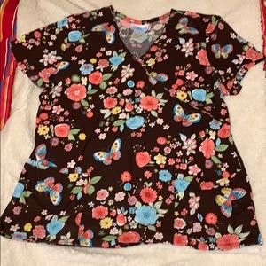 SB Scrub Top Medium, Brown Flowers -Bundle & Save
